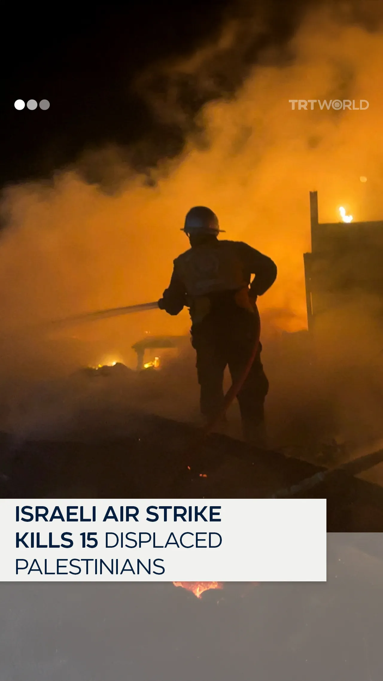 Israeli air strike kills 15 displaced Palestinians